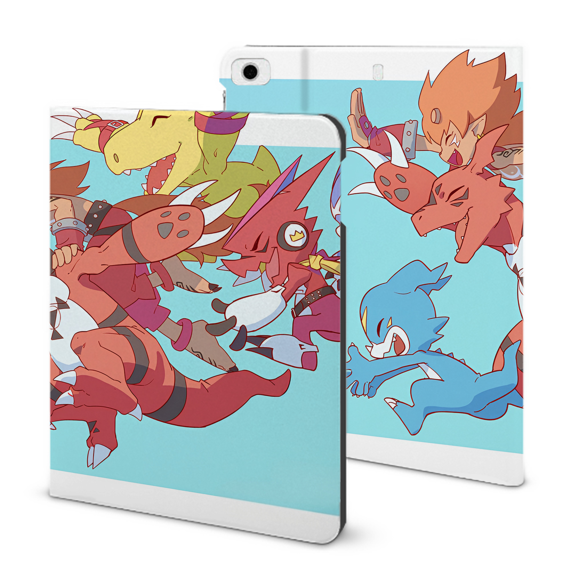（画像用） Digimon デジタルモンスター/デジモン IPad ケース ブック型 PUレザー TPU 耐衝撃 軽量 薄型 ペン収納なし 全面保護 IPad 各モデル対応